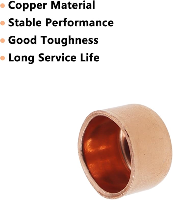 Copper Pipe Cap,TTZEZE Copper End Cap,Certified Safe Pressure Copper Cap Plug,Solid Sweat Solder Connection,Pure Copper Plumbing Cap for Plumbing HVAC Air Conditioner 12.7mm/0.5'' 20PCS
