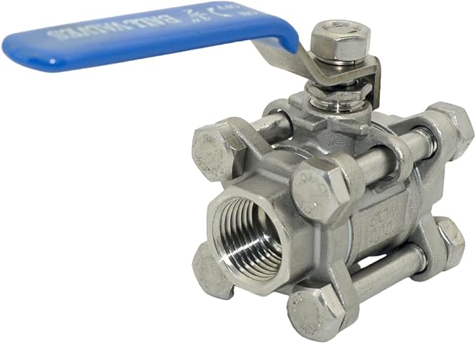 Ball Valve NPT Thread - Stainless Steel 304 Female 3-Piece Full Port(1/2'')