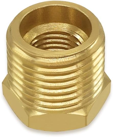 Hooshing 3PCS Brass Reducing Hex Bushing 1/2" NPT Male x 1/4" NPT Female Thread Pipe Fitting Adapter
