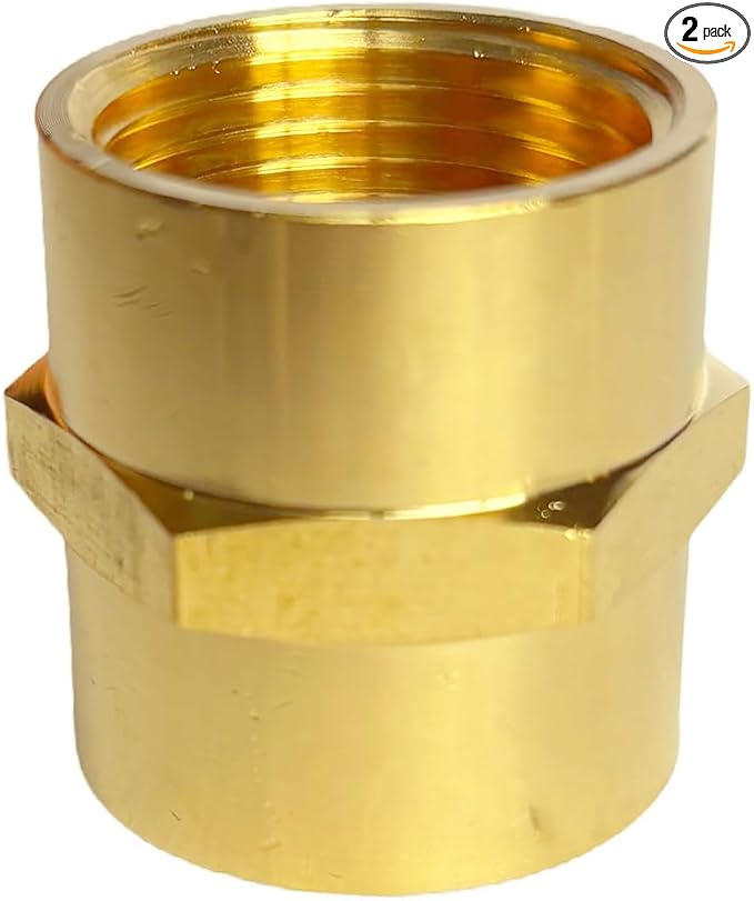 3/4" Female Threaded Hex Nipple Brass Coupling NPT Pipe Fitting Pipe Adapter Straight Connectors for Air, Gas, Oil, Fuel, Propane Pack of 2