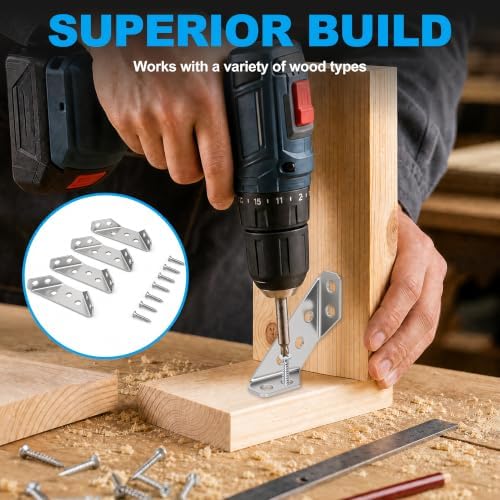 12PCS Corner Brackets for Wood, Universal Stainless Steel L Brackets