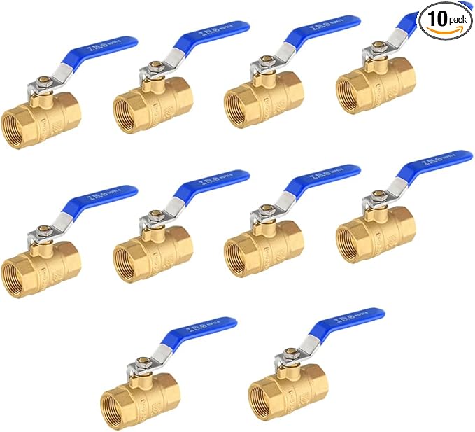 (Pack of 10) EFIELD 3/4 Inch 600 WOG FNPT Heavy Duty Full Port Brass Ball Valve FIP Threaded, Blue Level, LF Brass,(VALVE270)
