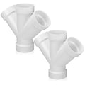 2 Pcs 2 Inch Hub PVC DWV Double Wye Schedule 40 for Use in Sanitary Drainage, Waste and Ventilation (DWV), Sewer and Stormwater Applications, White