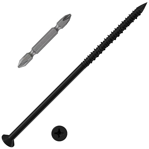 WenSilon(100 PCS) 1/4" x6 Black Concrete Screw Anchor Black Flat Head for Anchoring to Masonry, Block or Brick Stucco