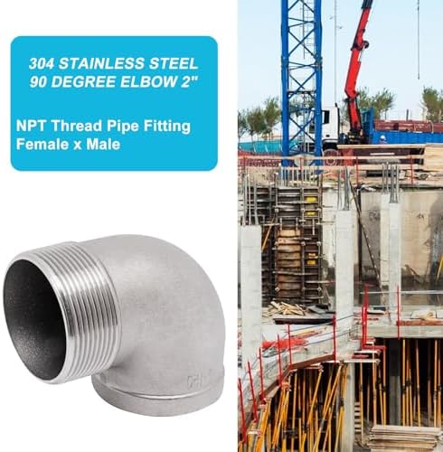 90 Degree Elbow Fittings 1PCS, 2" NPT Male X 2" NPT Female 304 Stainless Steel Pipe Fitting, Connector Coupler Apply to Outdoor Garden Industrial