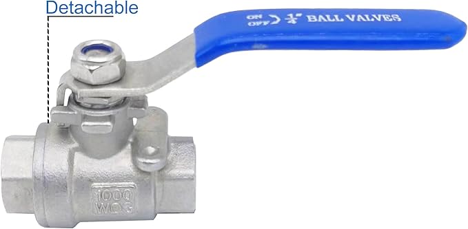 Full Port Ball Valve 1/4" NPT Heavy Duty Stainless Steel 304 For Water,Oil and Gas with Blue Handles（1000WOG）