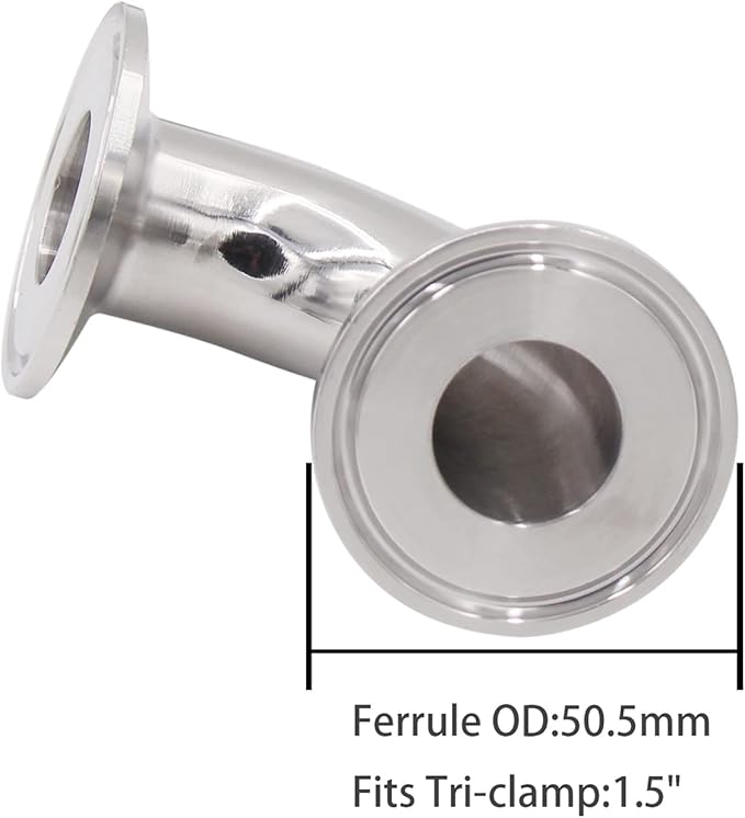 DERNORD 2 Pack 1" Tube OD Sanitary Ferrule Elbow 90 Degree Pipe Fitting with 4 Silicone Gaskets SUS304 Tri Clamp 1.5 Inch