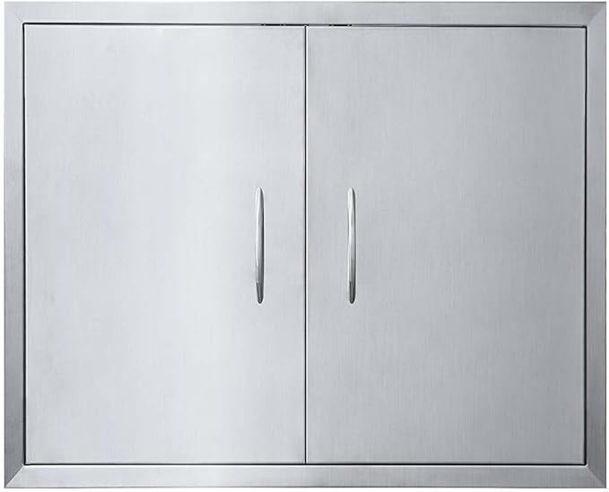 JIE JIN 26" W X 24" H Outdoor Kitchen Doors Double Doors Thickened 304 Brushed Stainless Steel BBQ Access Door BBQ Island Doors Outdoor Kitchen Accessories Door for Outdoor Kitchen BBQ Island