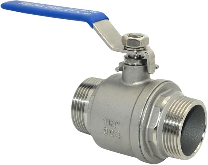 1Pcs 1-1/4'' Ball Valve, Heavy Duty Male NPT (MNPT) X Male NPT (MNPT) Thread with Long Handle Switch, Stainless Steel NPT Full Port Forged 1" Ball Valve for Water Oil and Gas, 1000 WOG