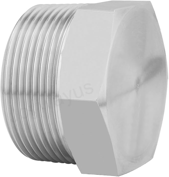 Joywayus Soild Stainless Steel Outer Head Hex Thread Socket Pipe Plug Fitting 1-1/2" NPT Male