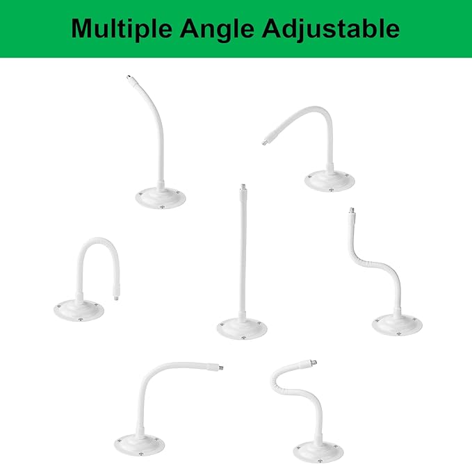 2 Pack Camera Flexible Wall Mount Holder Compatible with Arlo/Blink/Reolink/Nest/Wyze/SimpliSafe Camera,Adjustment 8 inch Long Gooseneck Arm with Metal Base,1/4"-20 Threaded Screw,White