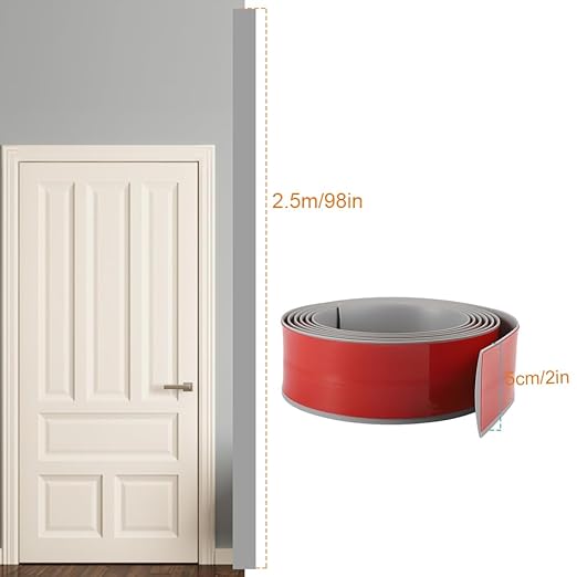 8Ft Floor Transition Strip, 2in Wide Self Adhesive Vinyl Threshold Strip for Joining Floor Gaps Wood Grain Design Tap (Gray)