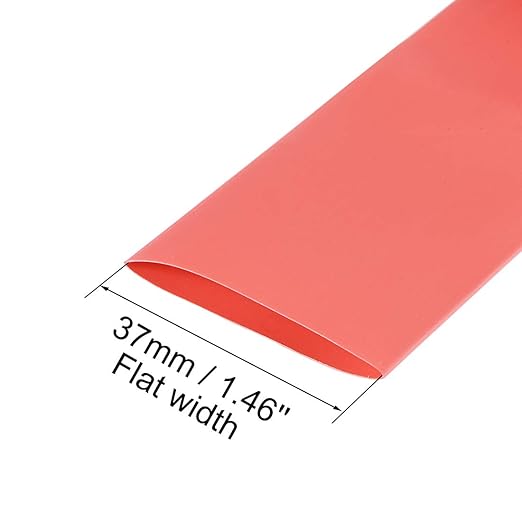 uxcell Heat Shrink Tubing, 22mm Dia 37mm Flat Width 2:1 Rate Shrinkable Tube Cable Sleeve 1m - Red