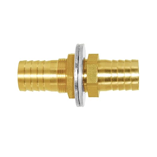 Joywayus 3/4'' Hose Barb Thru-Bulk Head Fuel Hex Union Fitting Intersection/Split Brass Water/Fuel/Air
