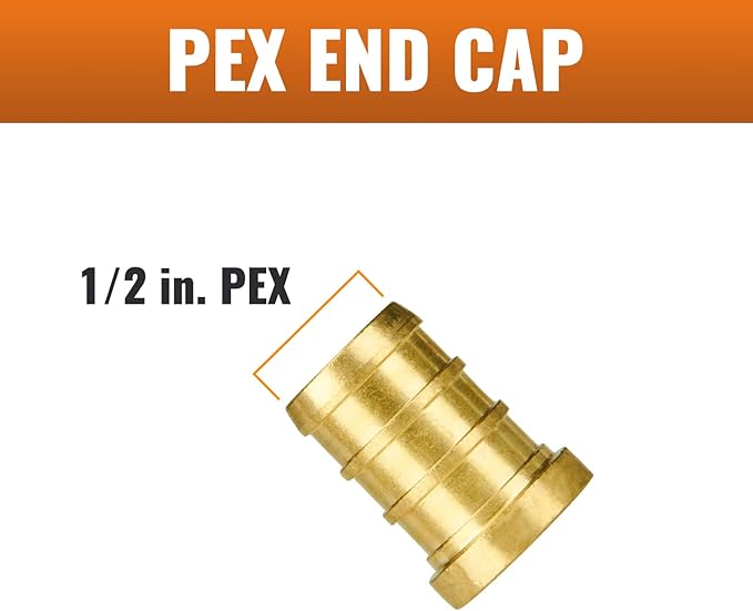 SUNGATOR 25-Pack 1/2" Pex Plug End Cap, No Lead Brass, Pex Fittings 1/2 Inch, NSF, UPC Certified