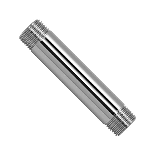 Naiture Brass Heavy Duty 1/2 NPT Connection Threaded Pipe Fitting Nipple, 4" Long, Chrome Finish