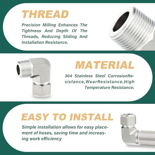 1PCS 316 Forging of Stainless Steel 90 Degree, Compression Tube Pipe Fitting Connector, 3/4" Tube OD x 3/4" NPT Male Adapter cast Sleeve for fuel/air/liquid/oil/gas/vacuum pipelines