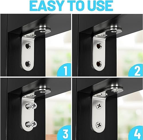 10pcs L Brackets - Corner Brace Set, Heavy Duty Right Angle Brackets (90 Degree) for Wood Shelves & Dressers, Stainless Steel, 40x40mm, Includes 40 Screws