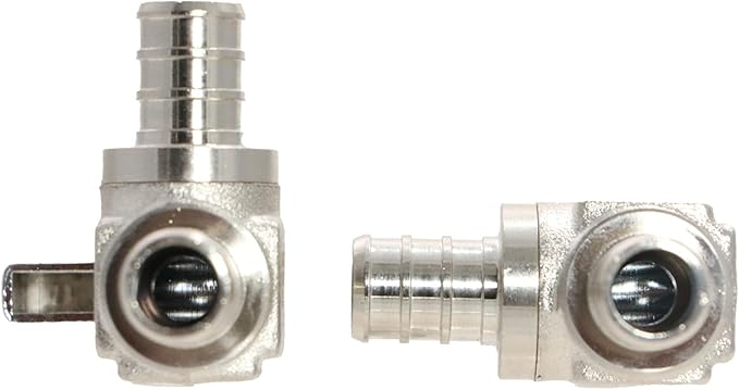 XFITTING Barb Crimp 1/2 Inch Pex Mini Angle Ball Valve, Full Port, 1/4 Turn, Brass, 24-1-2=2X, 2 Pieces