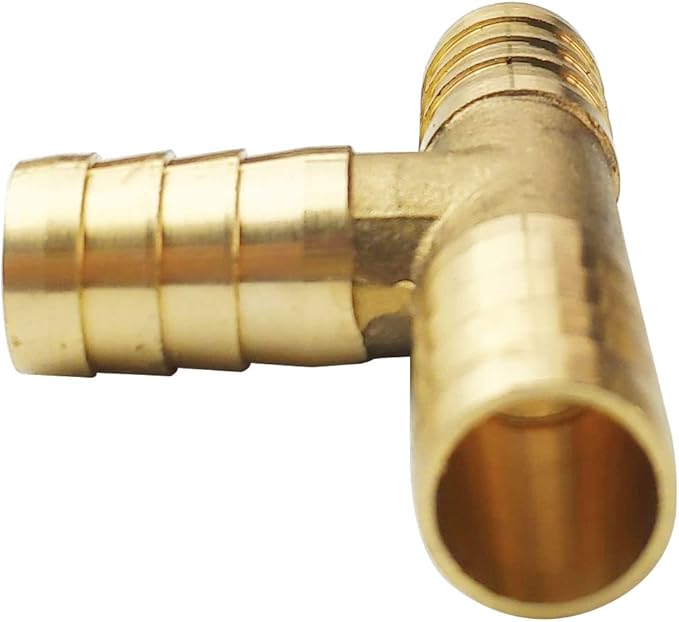 2PCs 1/2" Brass Hose Barb Fitting Tee 3 way Barbed Splicer Mender Union Fitting with 6PCs Hose Clamp for Oil Water Air