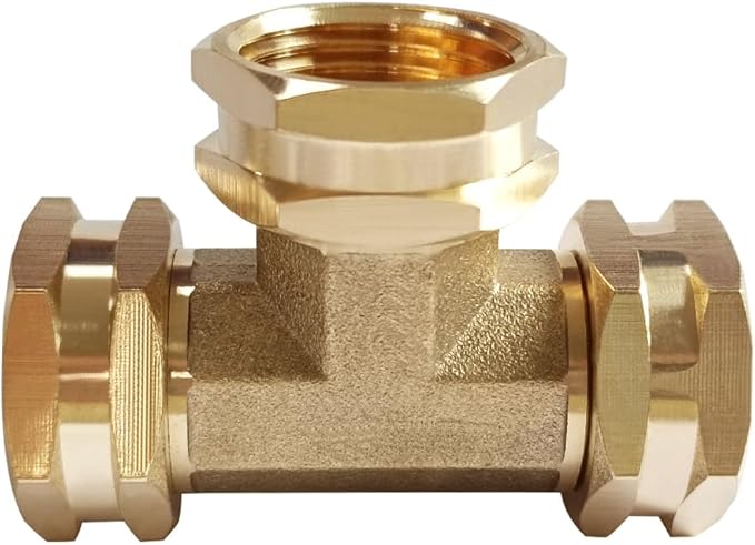 Joywayus 3/4" GHT Female × 3/4" GHT Female × 3/4" GHT Female Threaded Brass Swivel Pipe Fitting Tee T 3-Way Adapter