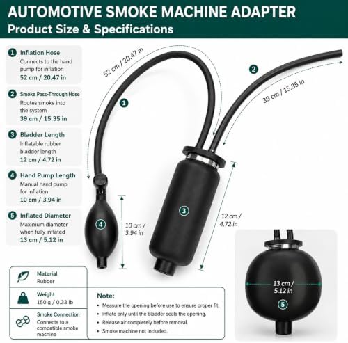 Automotive Smoke Machine Adapter, Inflatable Bladder for EVAP Leak Testing