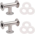 DERNORD 2 Pack Clamp Tee 3 Way Stainless Steel 304 with 6 Silicone Gaskets Fits 1.5" Tri Clamp, 25mm Pipe OD Sanitary Fittings(1 inch)