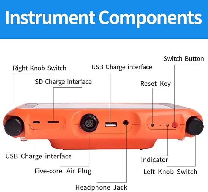 PQWT L5000 Professional Water Leak Detector Kit with 3 Sensors, Earphone, 5m Depth