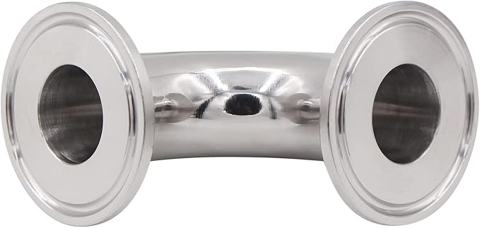 DERNORD 2 Pack 1" Tube OD Sanitary Ferrule Elbow 90 Degree Pipe Fitting with 4 Silicone Gaskets SUS304 Tri Clamp 1.5 Inch