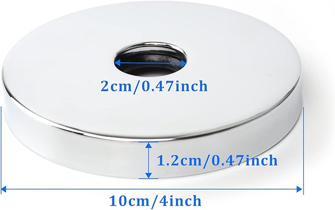 4 Inch Shower Arm Flange Oversized Plumbing Cover Plates, Universal Extra Large Replacement Escutcheon Cover Plate for Covering Gaps, Holes, Fits All Standard 1/2" Pipes, Chrome(2 PACK)