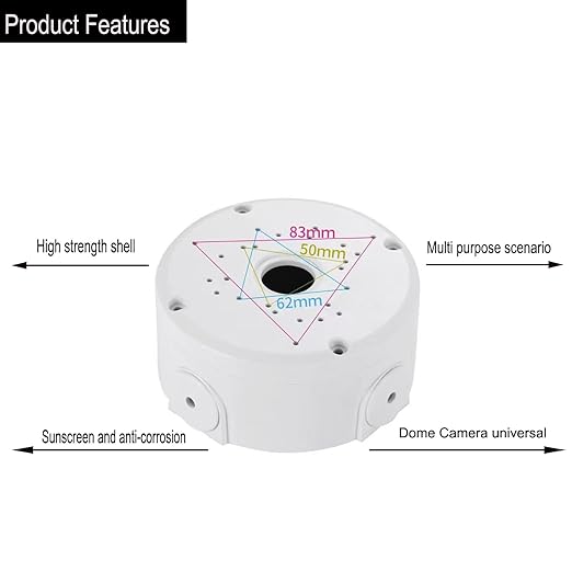 1 Pack Dome Camera Junction Box,Security Camera Bracket,CCTV IP Surveillance Cameras Holder, ABS Plastic Dome Camera Mount