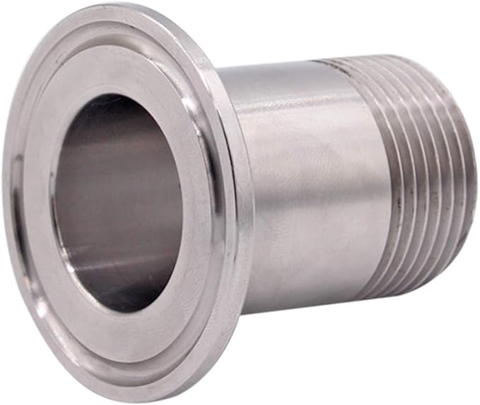 DERNORD 2 Pack Sanitary Male Threaded Pipe Fitting to TRI CLAMP with 2 Silicone Gaskets (OD 50.5mm Ferrule) (Pipe Size: 1" NPT)