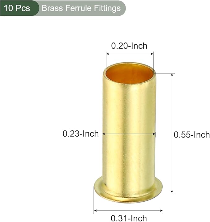 YOKIVE 10 Pcs Brass Ferrule Fittings, Compression Sleeves Ferrule Ring Assortment Kits, Great for Air Water Tubes (Brass Tone, 6mm OD)
