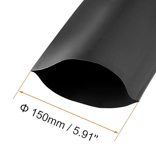 uxcell Heat Shrink Tubing, 6"(150mm) Dia 240mm Flat Width 2:1 Rate Shrinkable Tube Cable Sleeve 1m - Black