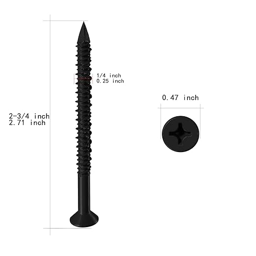 WenSilon(30 PCS) 1/4" x2-3/4 Black Concrete Screw Anchor Black Flat Head for Anchoring to Masonry, Block or Brick Stucco
