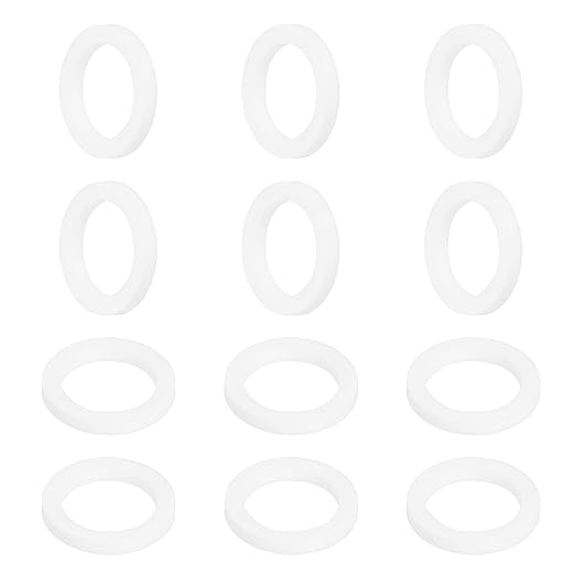 MECCANIXITY PTFE Flat Washers, 12Pack 25mm OD 18mm ID 3mm Thick Sealing Spacer Gasket Ring for Faucet Pipe Hose Bolt Machinery, White