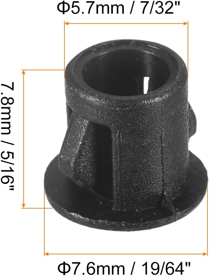 uxcell 7/32" Plastic Hole Plugs, 110Pcs Flush Type Panel Round Snap in Fastener Knockout Locking Plugs for Furniture Insert End Caps Panels, Black