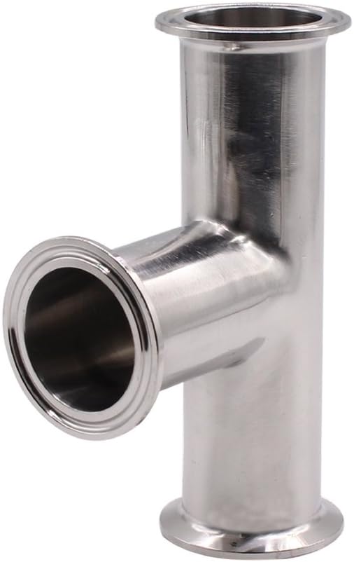 DERNORD Clamp Tee 3 Way Stainless Steel 304 Sanitary Fitting Fits 1.5" Tri-clamp, 38mm Pipe OD