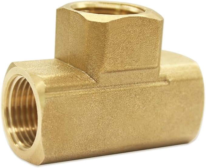 Hooshing Brass Tee Fittings 3/8" x 3/8" x 3/8" NPT Female Pipe Adapter for Fuel Oil Gas Plumbing