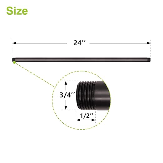 Naiture Brass Heavy Duty 1/2 NPT Connection Threaded Pipe Fitting Nipple, 24" Long, Oil Rubbed Bronze Finish