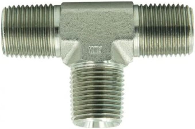 1/4" NPTF Male 3-Way Pipe Tee Hydraulic Split Fitting/Joiner Union (5-PACK) | 5600-04-04-04