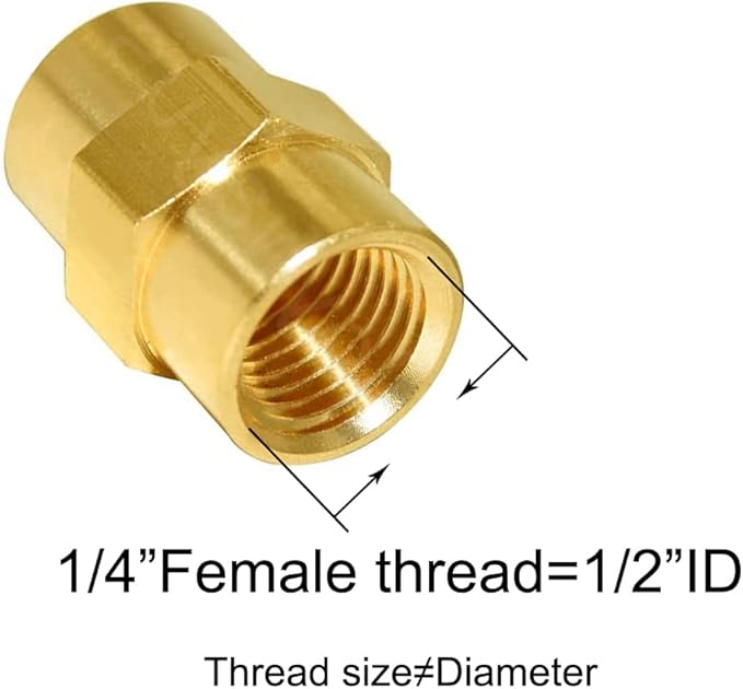 Joywayus Brass Pipe Fitting Hex Nipple Equal 5Pcs 1/4"NPT Male + 5Pcs 1/4"NPT Female Air Fuel Water (Pack of 10)