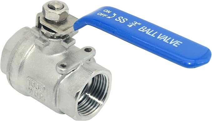 316 Stainless Steel 1/8"~3" Full Port Ball Valve with Blue Vinyl Handle, NPT Female x Female Thread,1000 WOG (3/4")