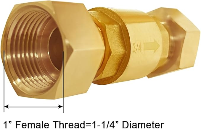 Joywayus Brass Check Valve 1" NPT Thread Female One Way Backflow Preventer Check Valves