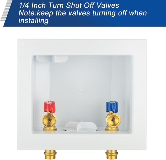 EFIELD Washing Machine Outlet Box, 1/2-inch Copper Press Inlet with Center Drain, White,(WM055)