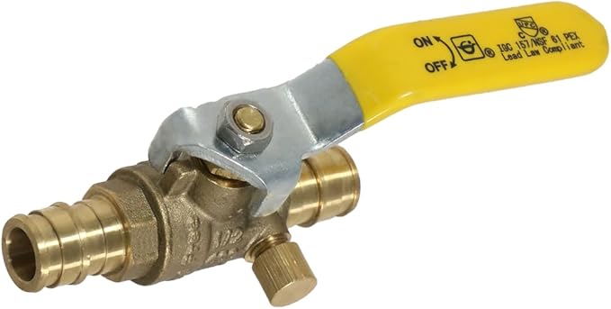 XFITTING Pex A 1/2 Inch x 1/2 Inch Pex A Ball Valve with Drain, 201-3-12=5XX, 5 Pieces