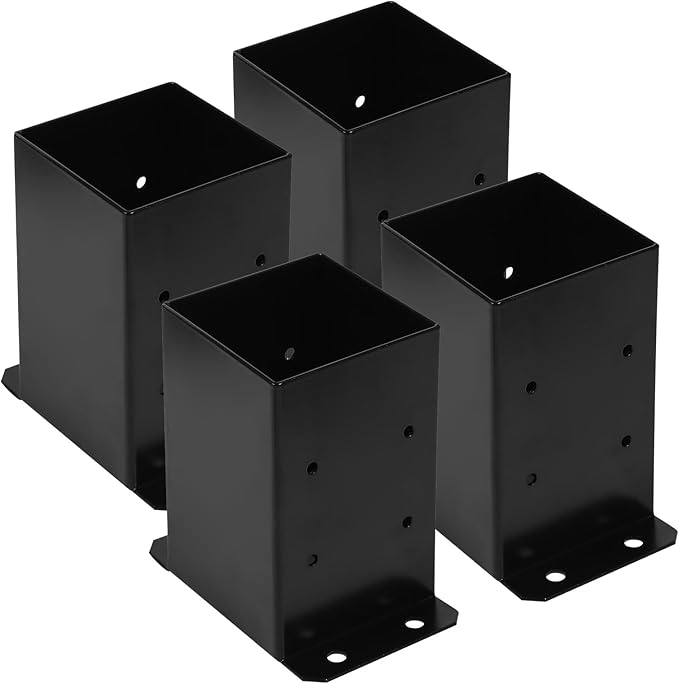 4x4 Post Base 4Pcs Wood Fence Post Bracket Anchor Base Brackets Deck Post Base for Pergola Railing Mailbox Deck (Inner Size 3.6x3.6)