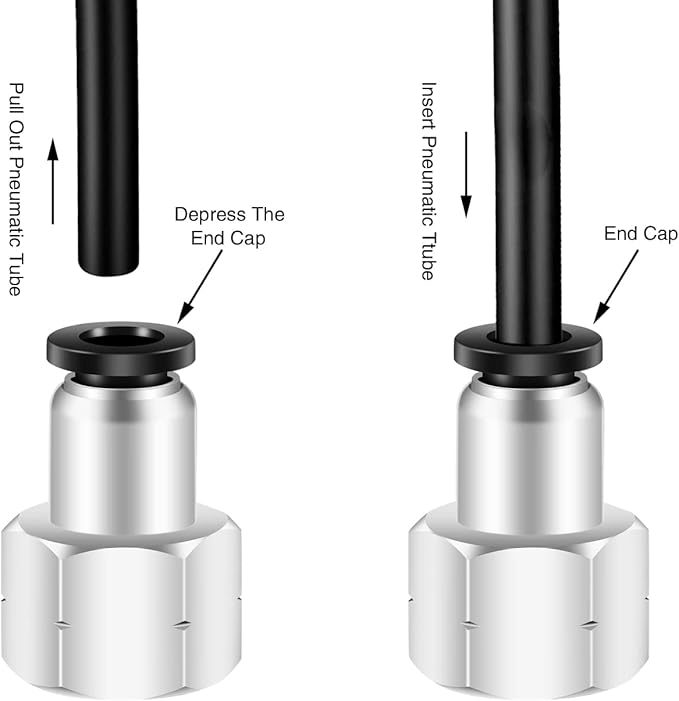 3/8 NPT Air Lines Fittings 1/4 OD Tubing Push Connect Air Fittings Quick Connect Tube Fittings Push in Connectors Fittings Air Hose Fittings Pneumatic Fittings Push Lock Fittings PCF 5Packs