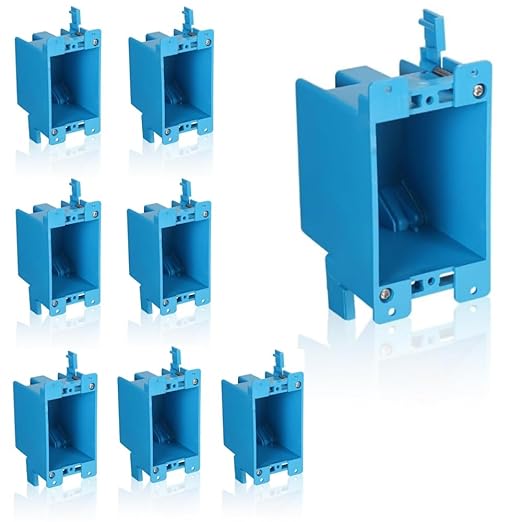 8 pack1-Gang Old Work Retrofit Electrical Box, 14 Cu. in. PVC Junction Box, for Wall Switch/Outlet Installation, Easy Mounting for Construction and Renovation