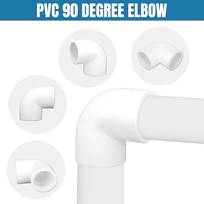 12 Pack 3/4 inch 90 degree PVC elbow Pipe Fittings, PVC Fitting Connectors, Used for Building Furniture, Furniture Grade, White
